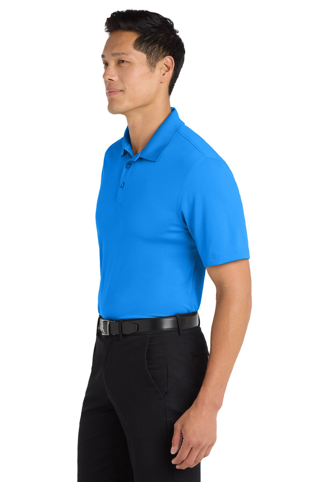 Port Authority K110 Mens Dry Zone Moisture Wicking Short Sleeve Polo Shirt Coastal Blue Model Side