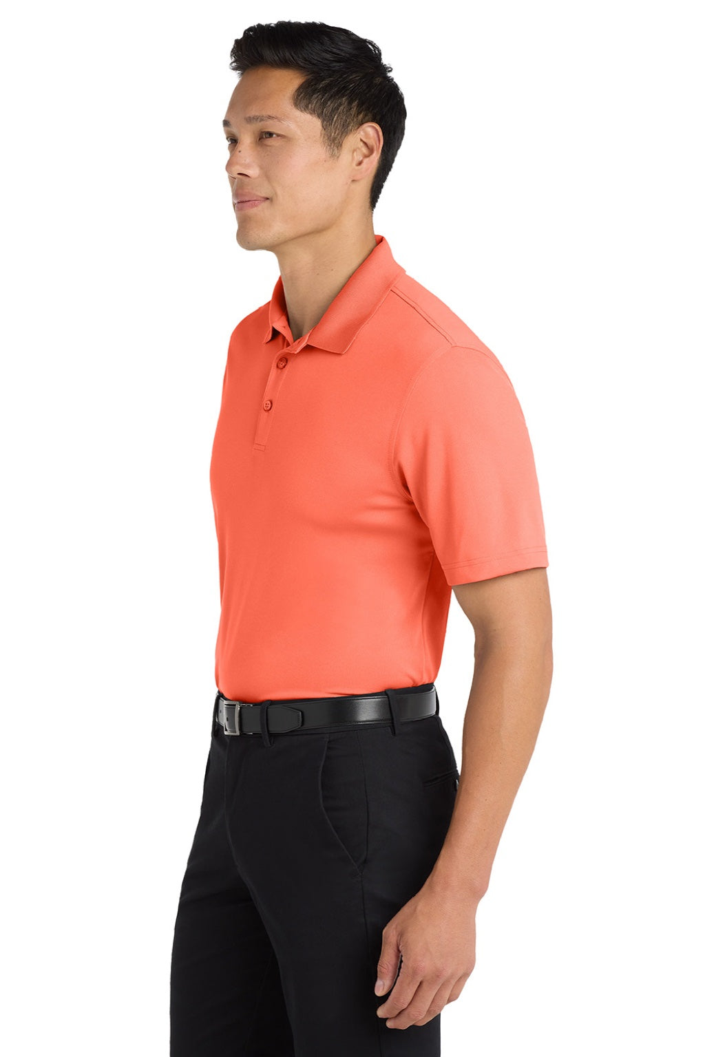 Port Authority K110 Mens Dry Zone Moisture Wicking Short Sleeve Polo Shirt Coral Splash Model Side
