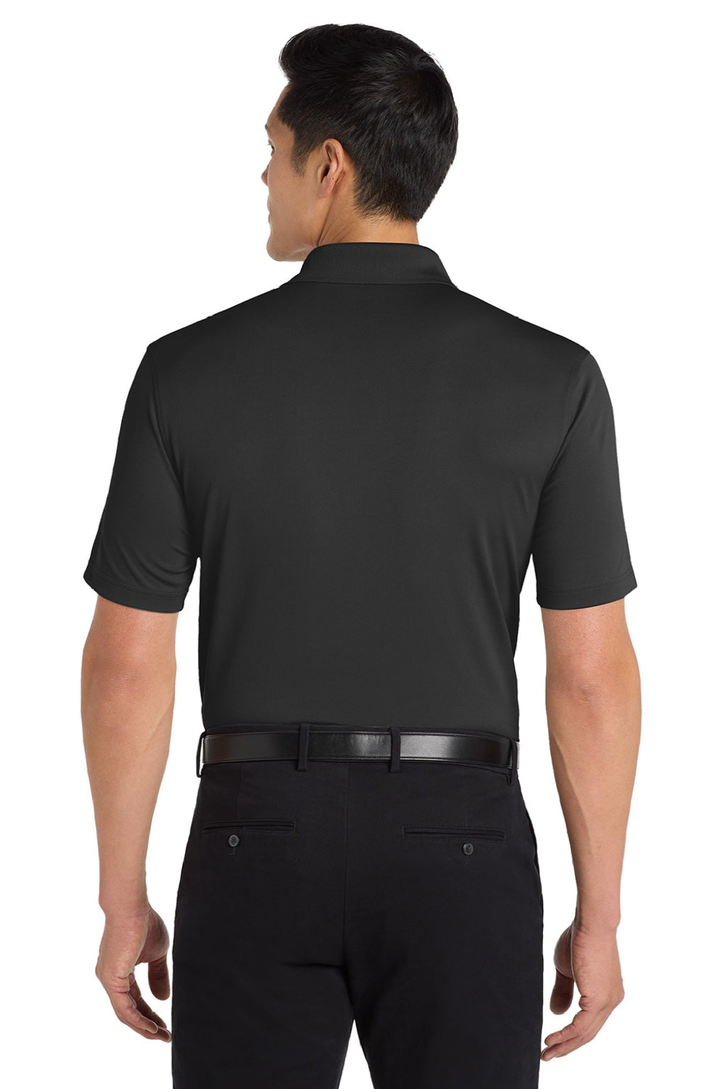 Port Authority K110 Mens Dry Zone Moisture Wicking Short Sleeve Polo Shirt Deep Black Model Back