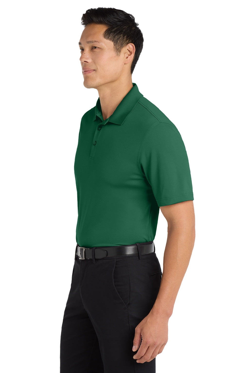 Port Authority K110 Mens Dry Zone Moisture Wicking Short Sleeve Polo Shirt Deep Forest Green Model Side