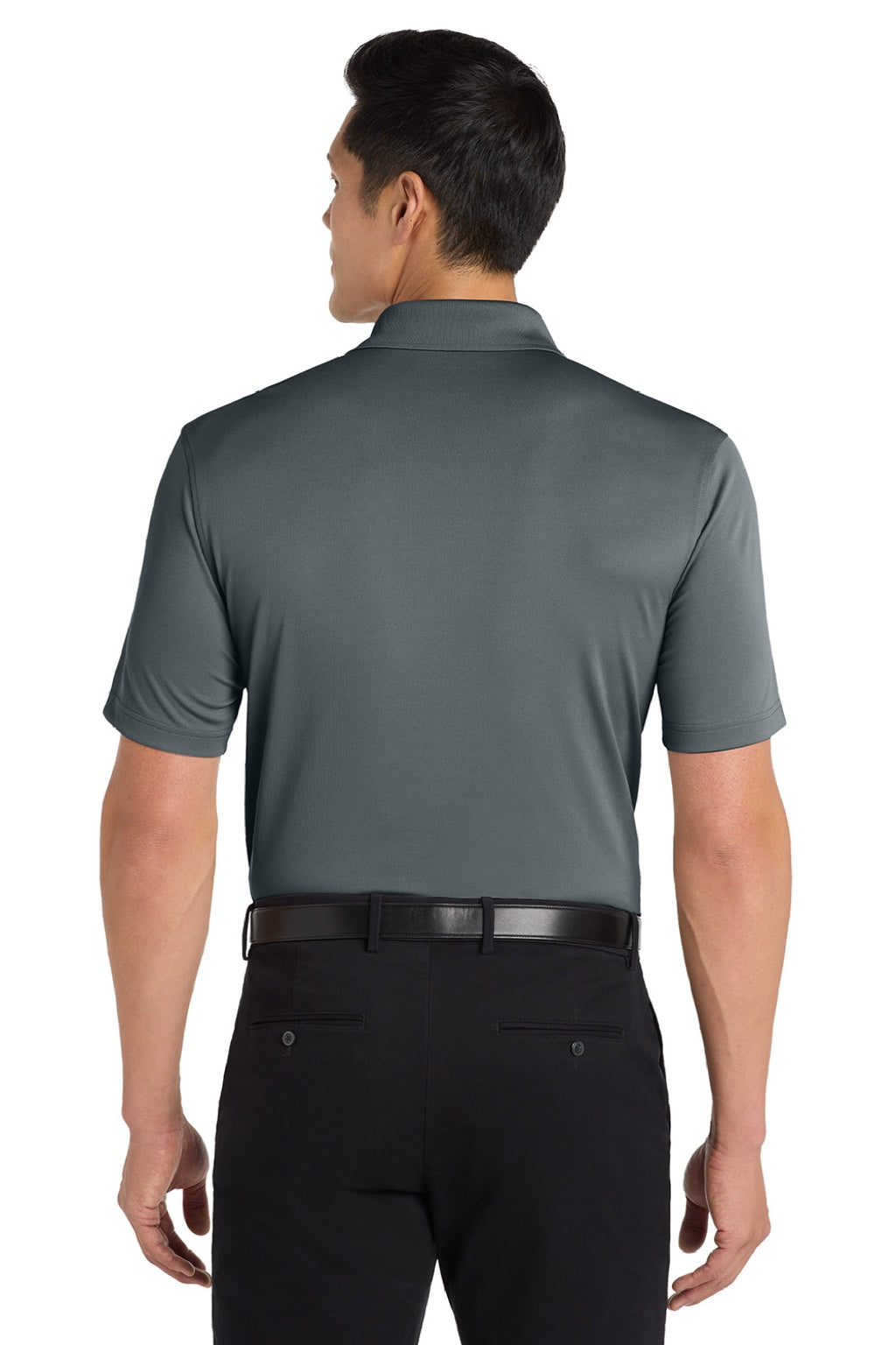 Port Authority K110 Mens Dry Zone Moisture Wicking Short Sleeve Polo Shirt Graphite Grey Model Back