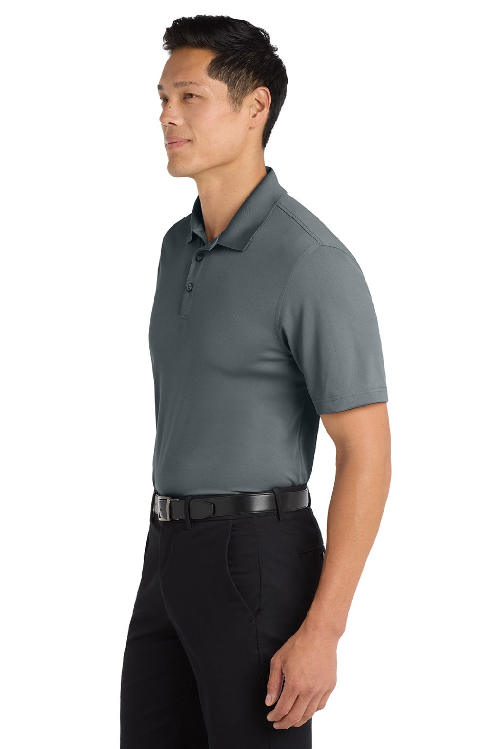 Port Authority K110 Mens Dry Zone Moisture Wicking Short Sleeve Polo Shirt Graphite Grey Model Side