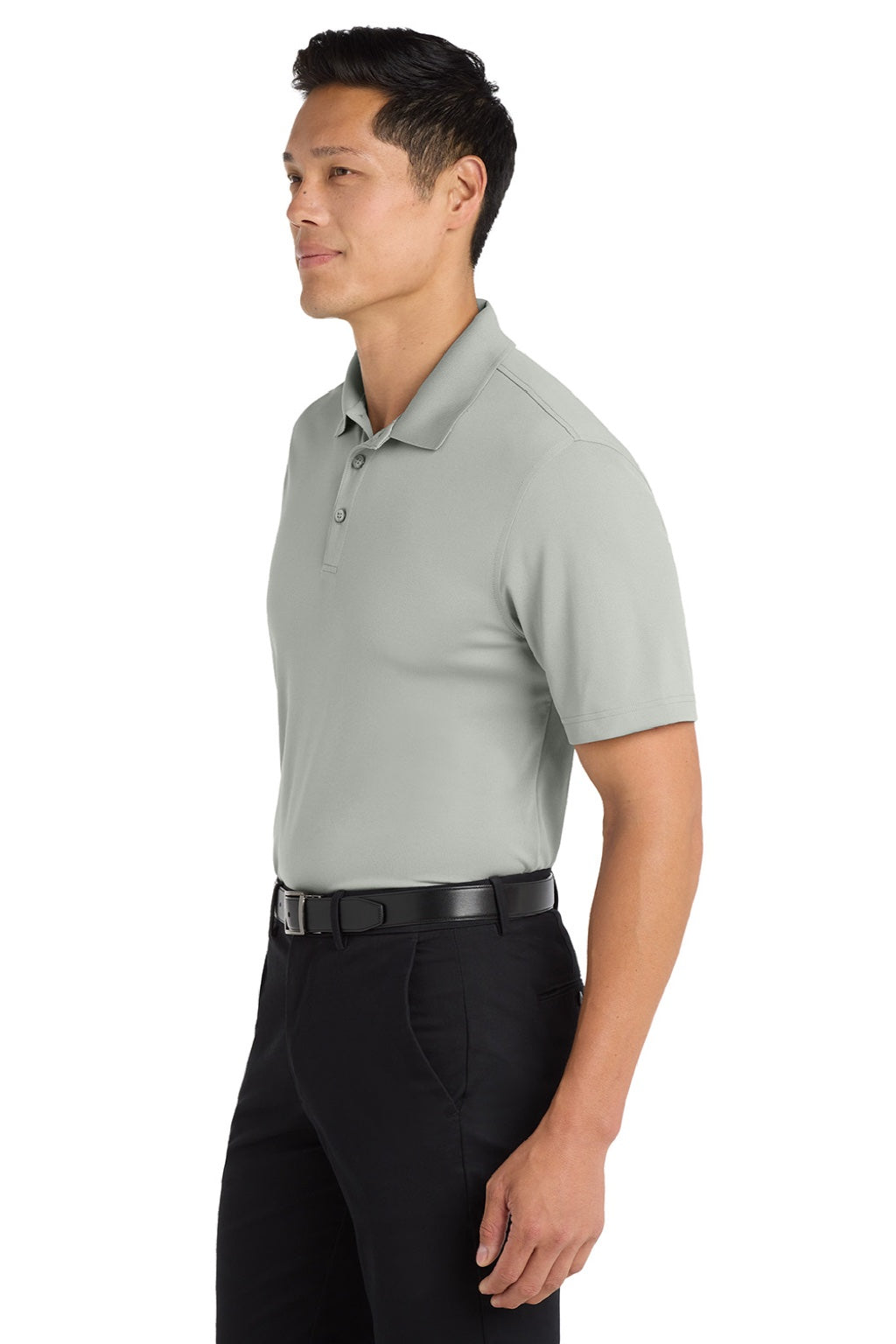 Port Authority K110 Mens Dry Zone Moisture Wicking Short Sleeve Polo Shirt Gusty Grey Model Side