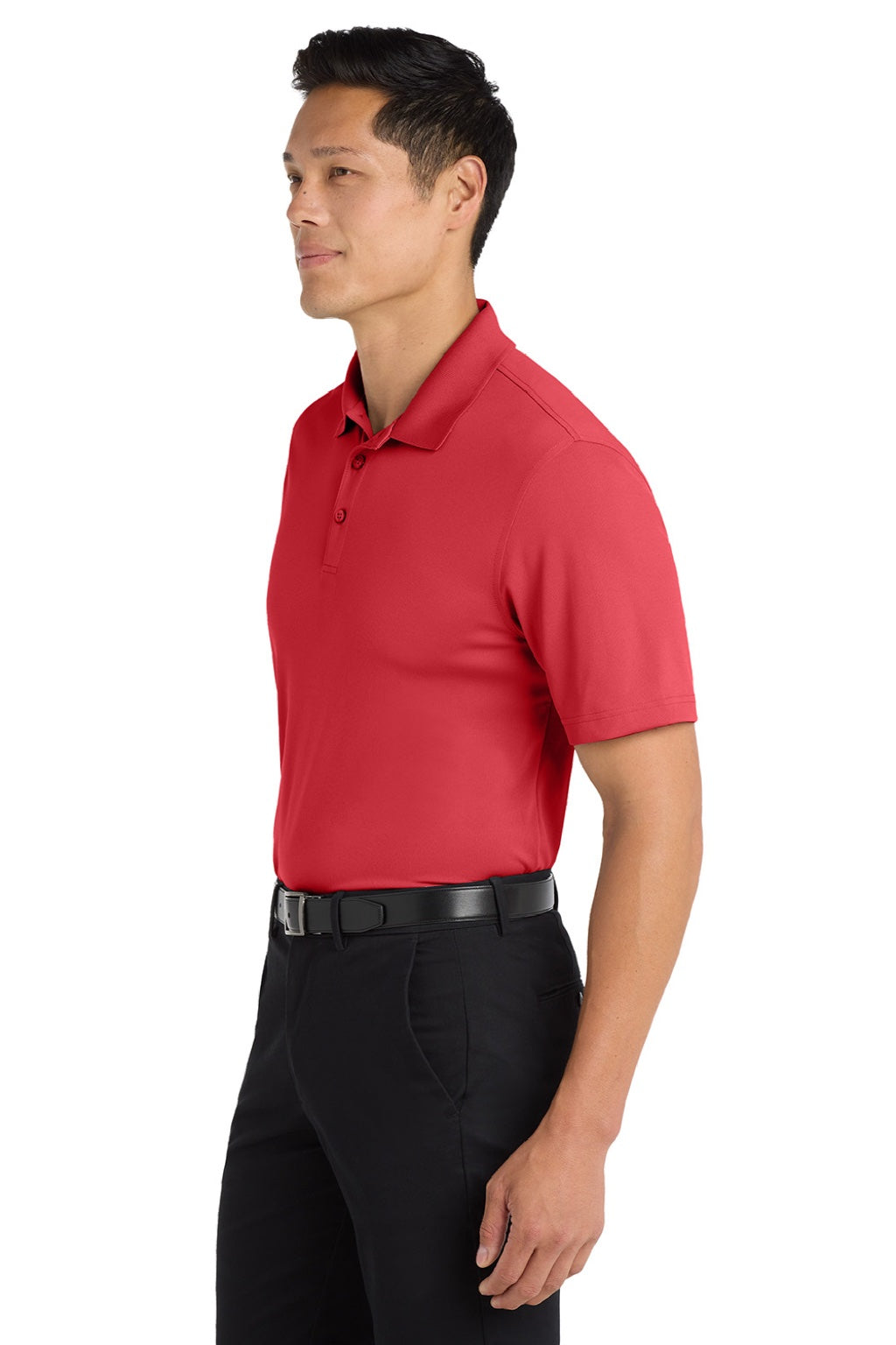 Port Authority K110 Mens Dry Zone Moisture Wicking Short Sleeve Polo Shirt Rich Red Model Side