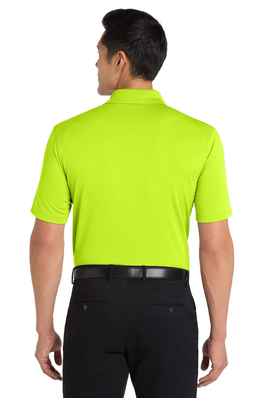 Port Authority K110 Mens Dry Zone Moisture Wicking Short Sleeve Polo Shirt Safety Yellow Model Back