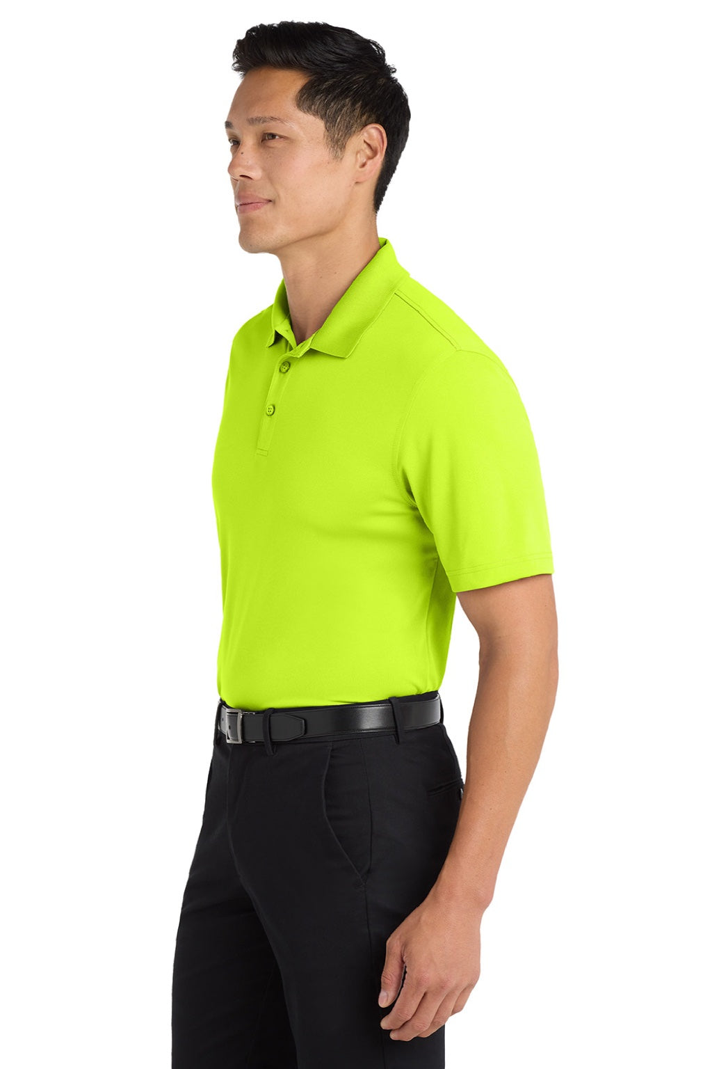 Port Authority K110 Mens Dry Zone Moisture Wicking Short Sleeve Polo Shirt Safety Yellow Model Side
