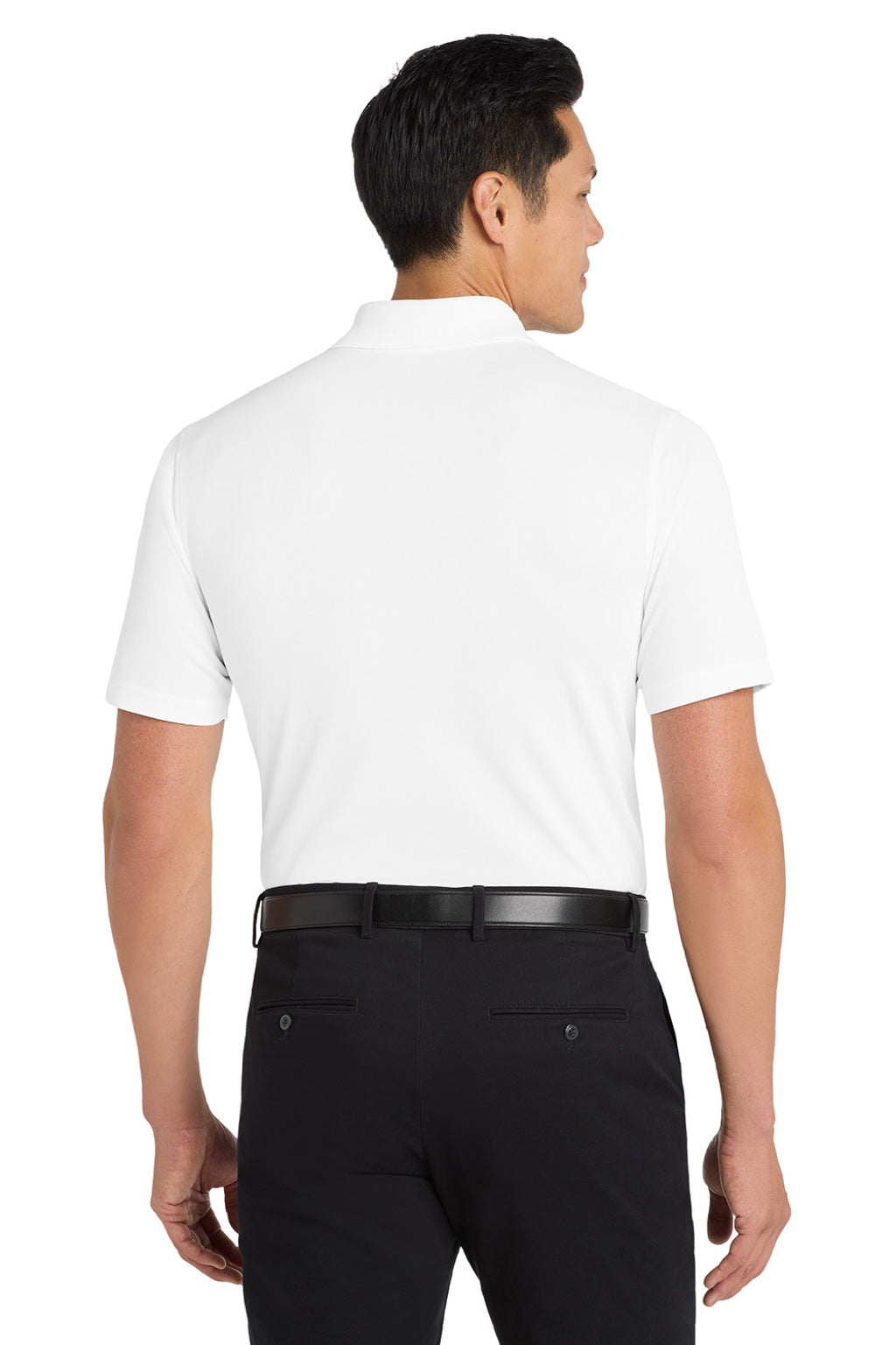 Port Authority K110 Mens Dry Zone Moisture Wicking Short Sleeve Polo Shirt White Model Back