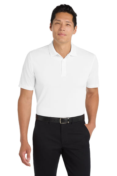 Port Authority K110 Mens Dry Zone Moisture Wicking Short Sleeve Polo Shirt White Model Front