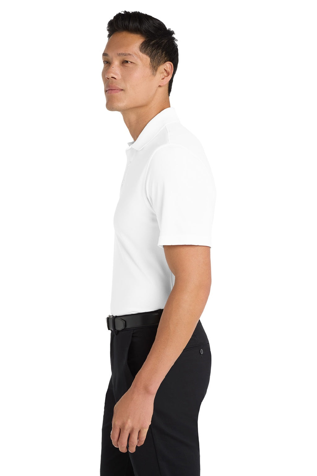 Port Authority K110 Mens Dry Zone Moisture Wicking Short Sleeve Polo Shirt White Model Side