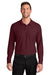 Port Authority K200LS Mens Wearever Signature Pique Long Sleeve Polo Shirt Burgundy Model Front