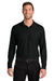 Port Authority K200LS Mens Wearever Signature Pique Long Sleeve Polo Shirt Deep Black Model Front