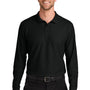 Port Authority Mens Wearever Signature Pique Long Sleeve Polo Shirt - Deep Black - COMING SOON