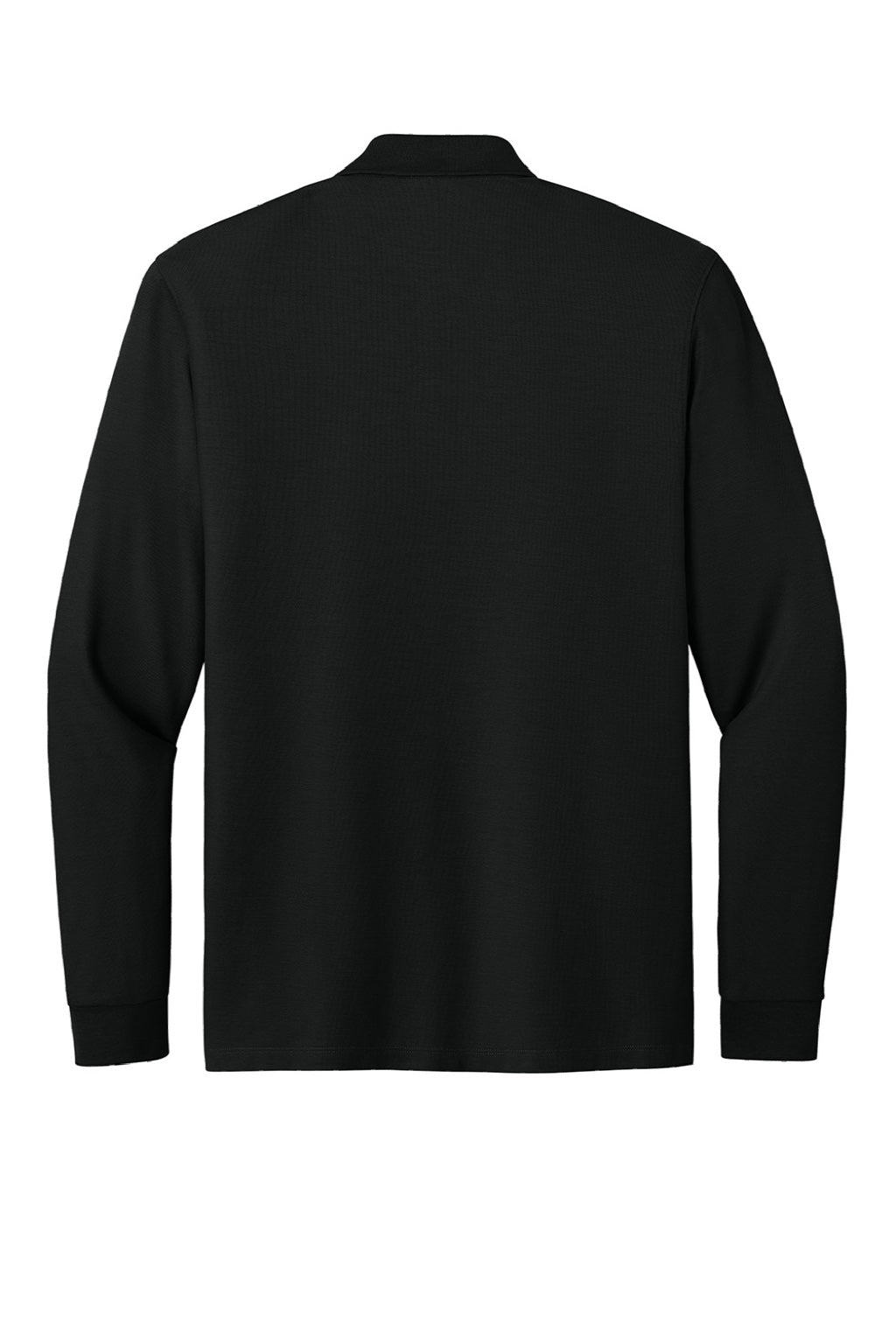 Port Authority K200LS Mens Wearever Signature Pique Long Sleeve Polo Shirt Deep Black Flat Back