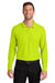Port Authority K200LS Mens Wearever Signature Pique Long Sleeve Polo Shirt Neon Yellow Model Front