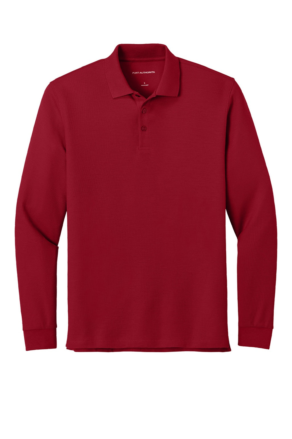 Port Authority K200LS Mens Wearever Signature Pique Long Sleeve Polo Shirt Rich Red Flat Front
