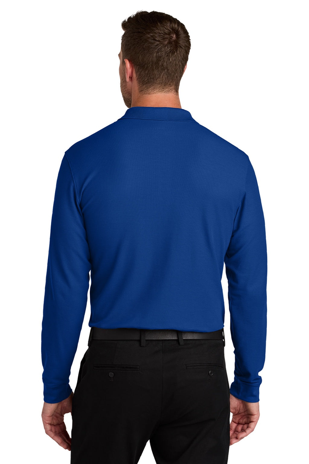 Port Authority K200LS Mens Wearever Signature Pique Long Sleeve Polo Shirt True Royal Blue Model Back