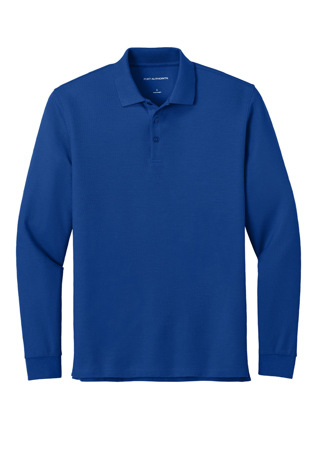 Port Authority K200LS Mens Wearever Signature Pique Long Sleeve Polo Shirt True Royal Blue Flat Front