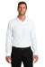 Port Authority K200LS Mens Wearever Signature Pique Long Sleeve Polo Shirt White Model Front