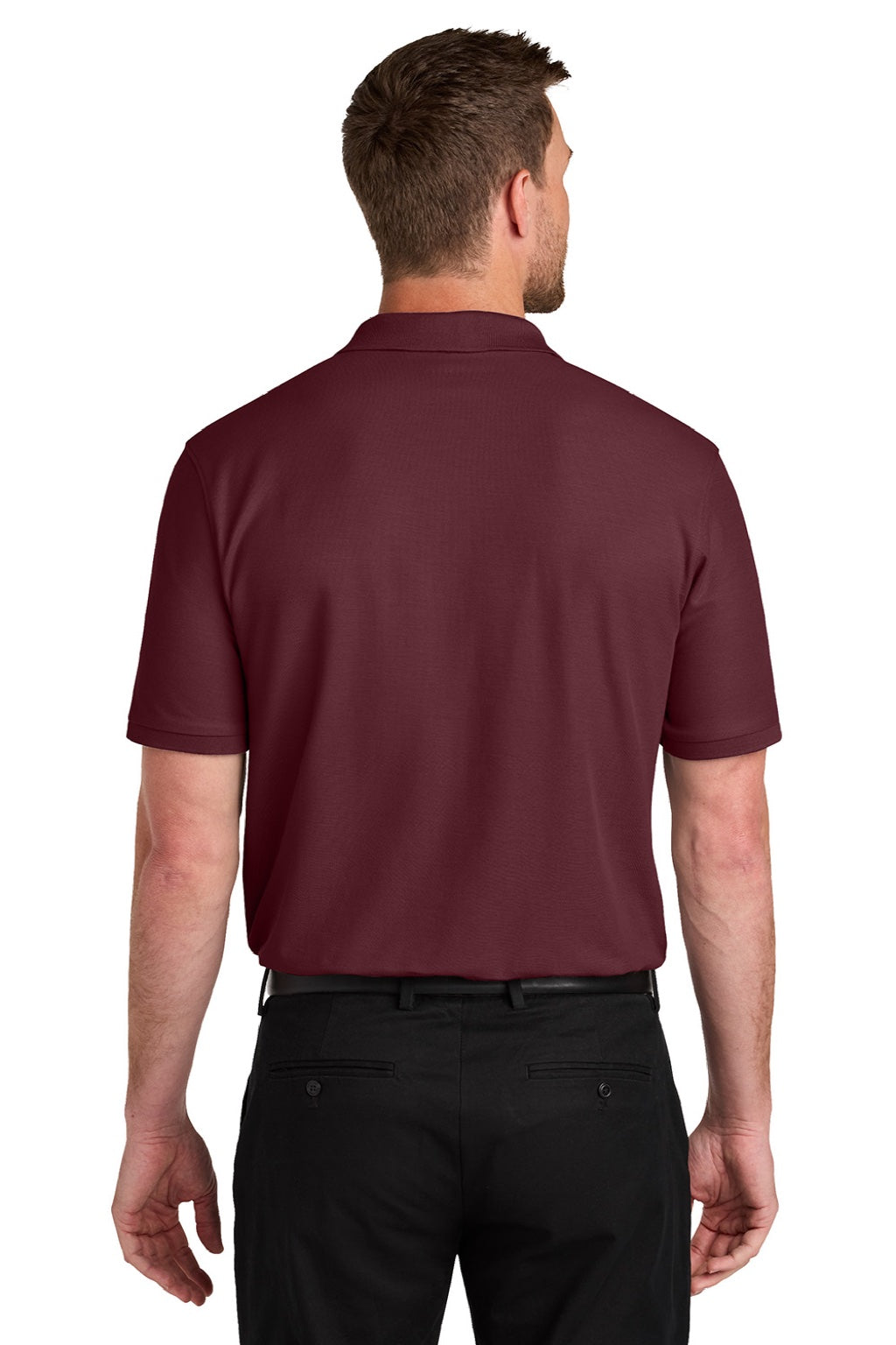 Port Authority K200P/TLK200P Mens Wearever Signature Pique Short Sleeve Polo Shirt w/ Pocket Burgundy Model Back