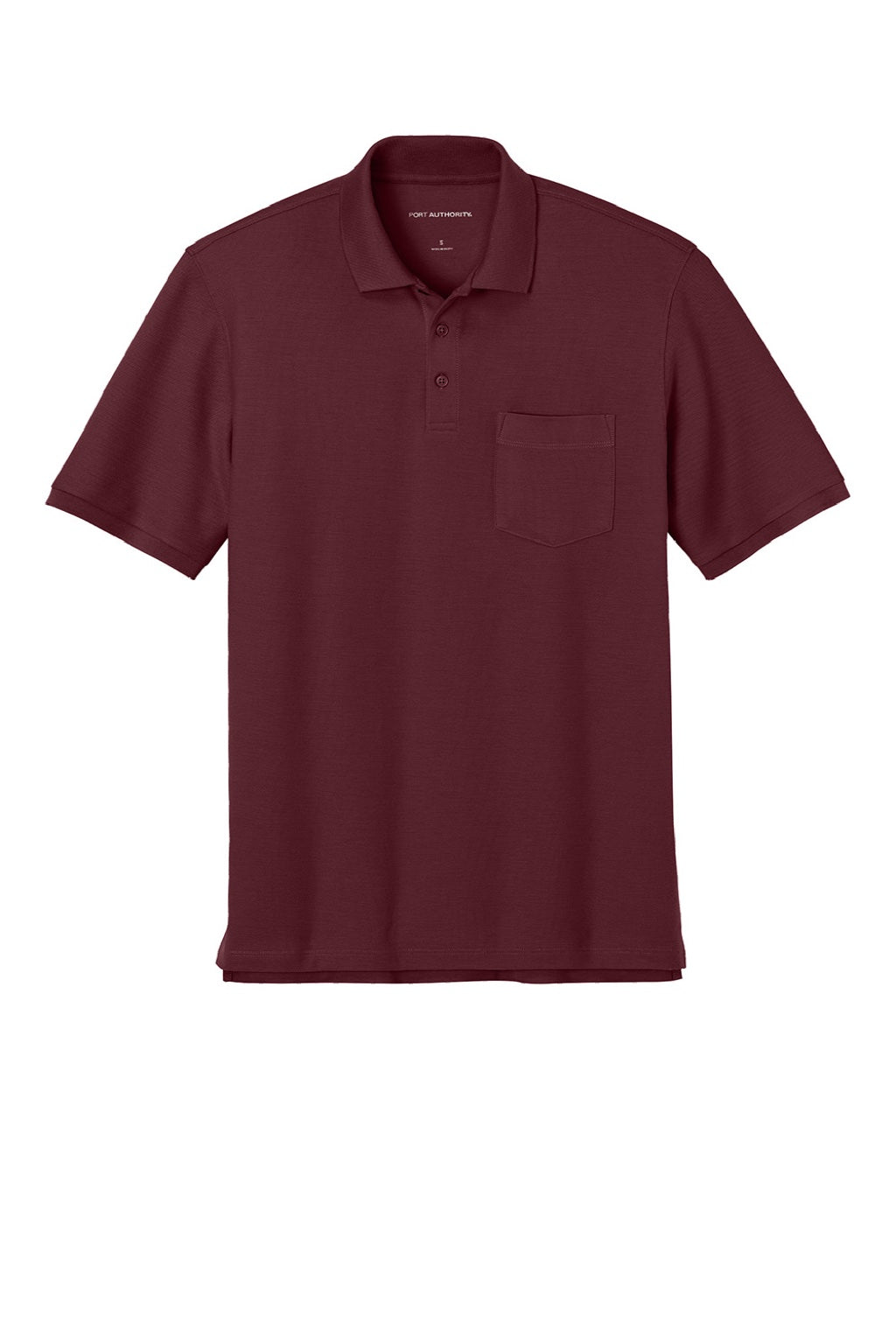 Port Authority K200P/TLK200P Mens Wearever Signature Pique Short Sleeve Polo Shirt w/ Pocket Burgundy Flat Front