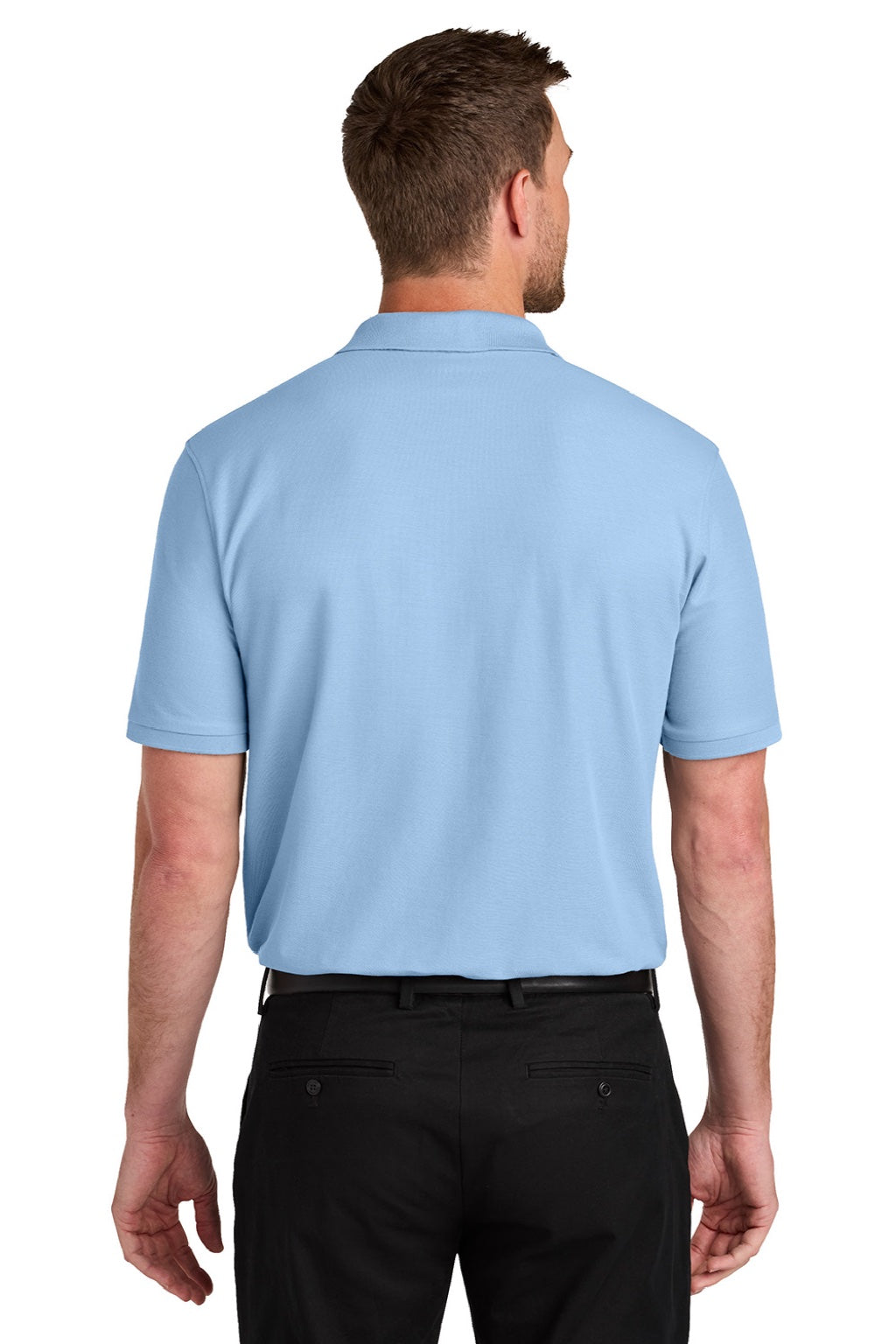 Port Authority K200P/TLK200P Mens Wearever Signature Pique Short Sleeve Polo Shirt w/ Pocket Cloud Blue Model Back