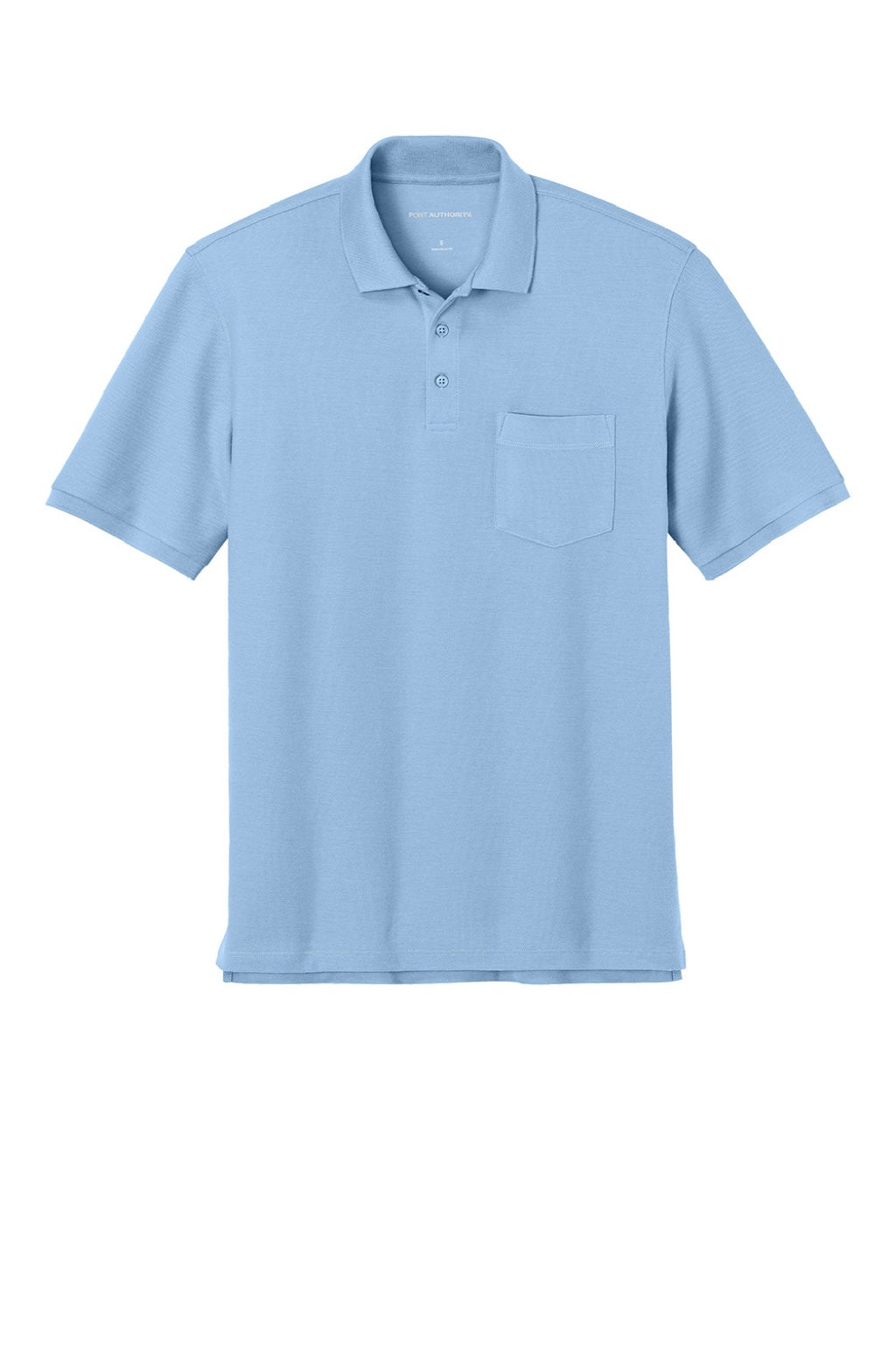 Port Authority K200P/TLK200P Mens Wearever Signature Pique Short Sleeve Polo Shirt w/ Pocket Cloud Blue Flat Front
