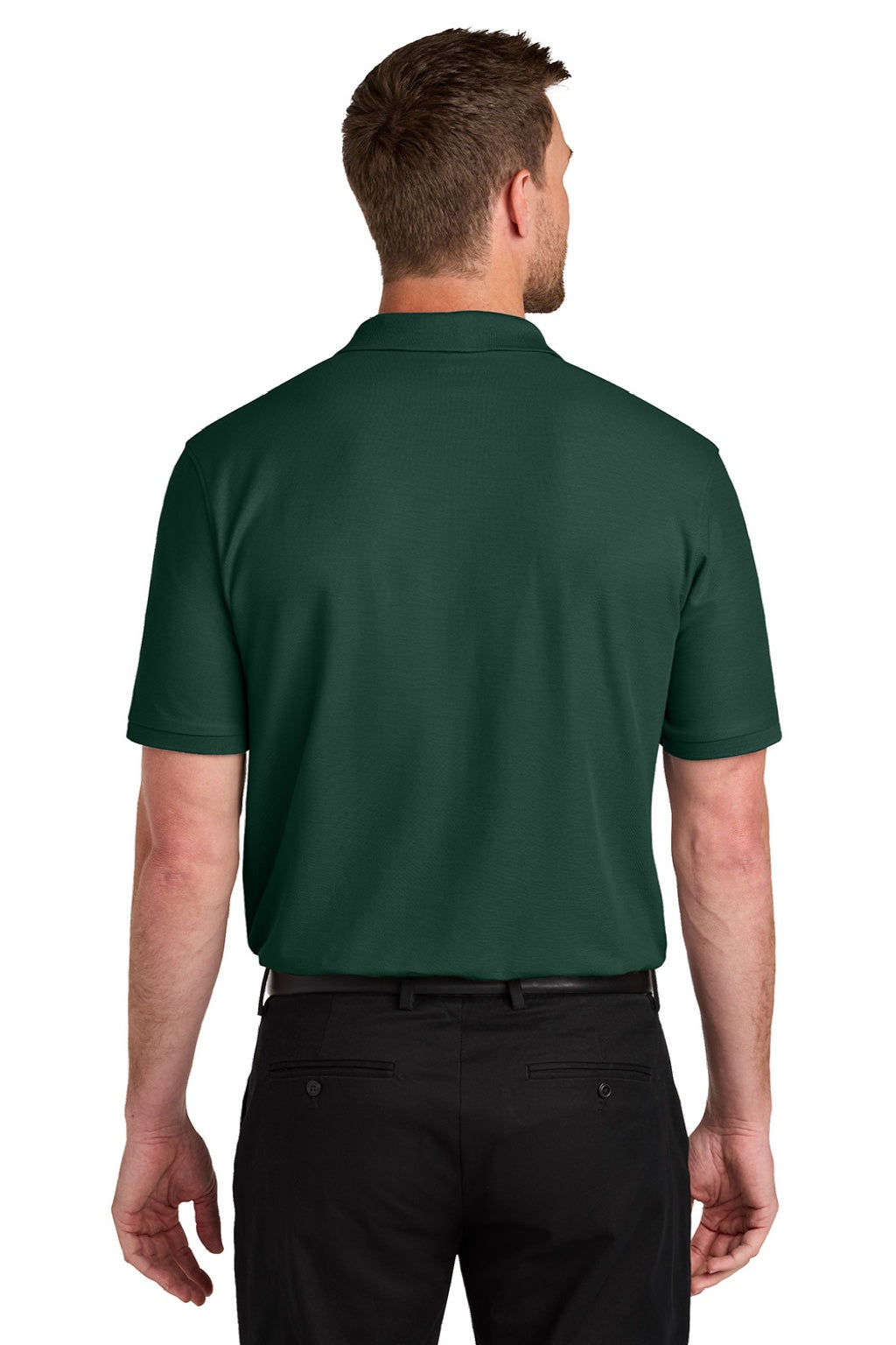 Port Authority K200P/TLK200P Mens Wearever Signature Pique Short Sleeve Polo Shirt w/ Pocket Dark Green Model Back