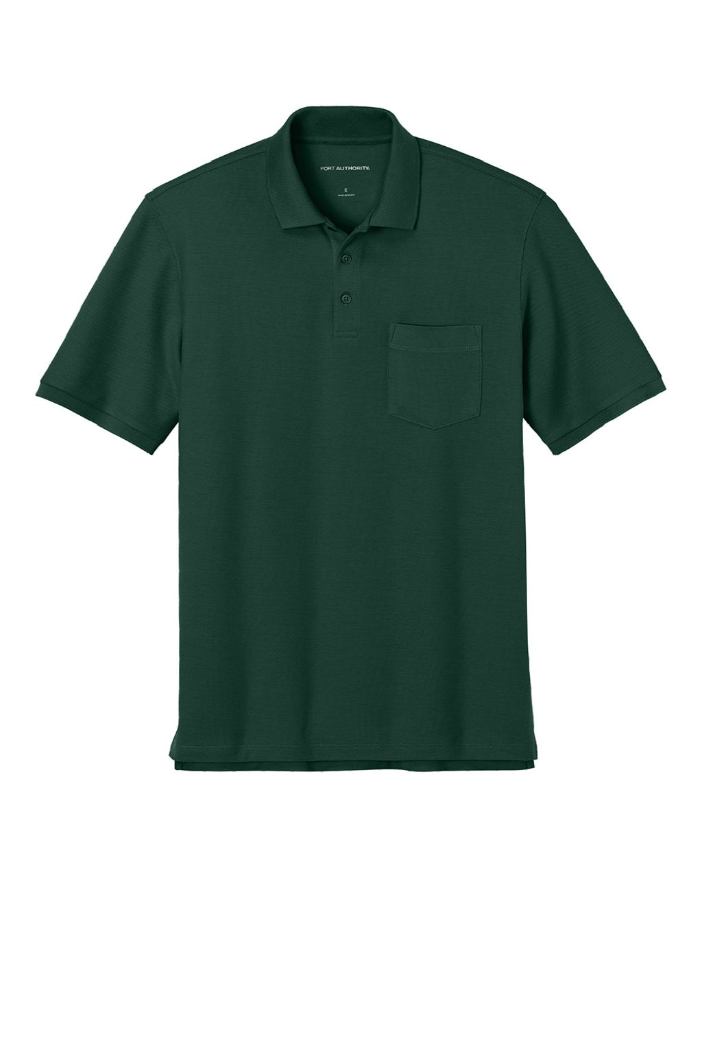 Port Authority K200P/TLK200P Mens Wearever Signature Pique Short Sleeve Polo Shirt w/ Pocket Dark Green Flat Front