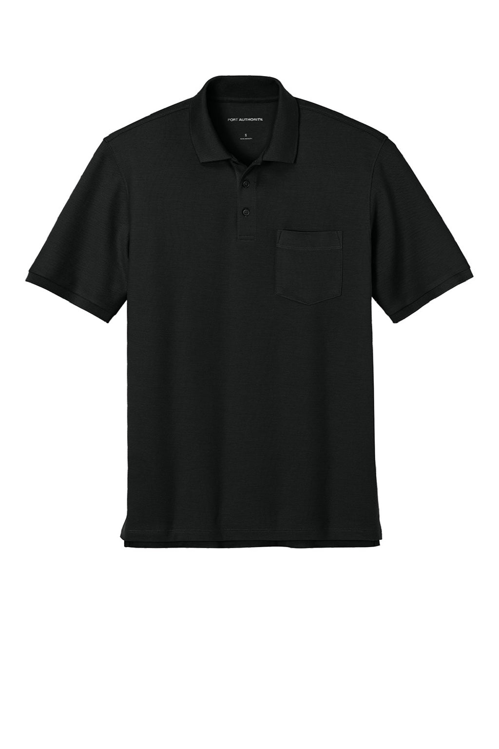 Port Authority K200P/TLK200P Mens Wearever Signature Pique Short Sleeve Polo Shirt w/ Pocket Deep Black Flat Front