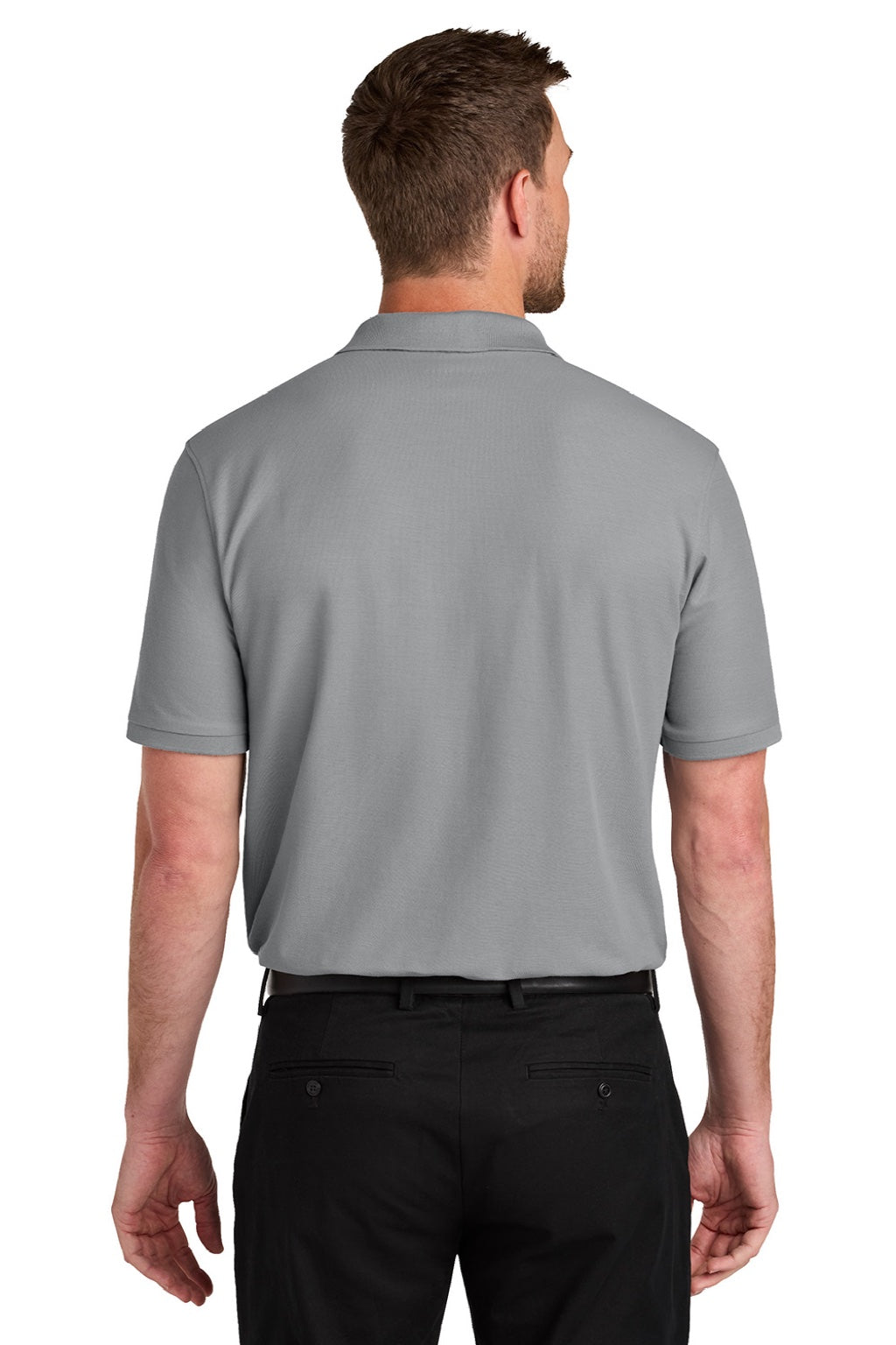 Port Authority K200P/TLK200P Mens Wearever Signature Pique Short Sleeve Polo Shirt w/ Pocket Gusty Grey Model Back