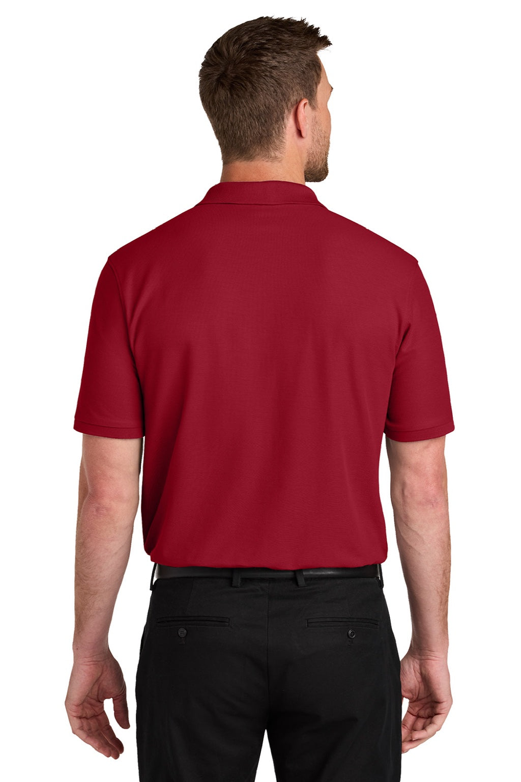 Port Authority K200P/TLK200P Mens Wearever Signature Pique Short Sleeve Polo Shirt w/ Pocket Rich Red Model Back