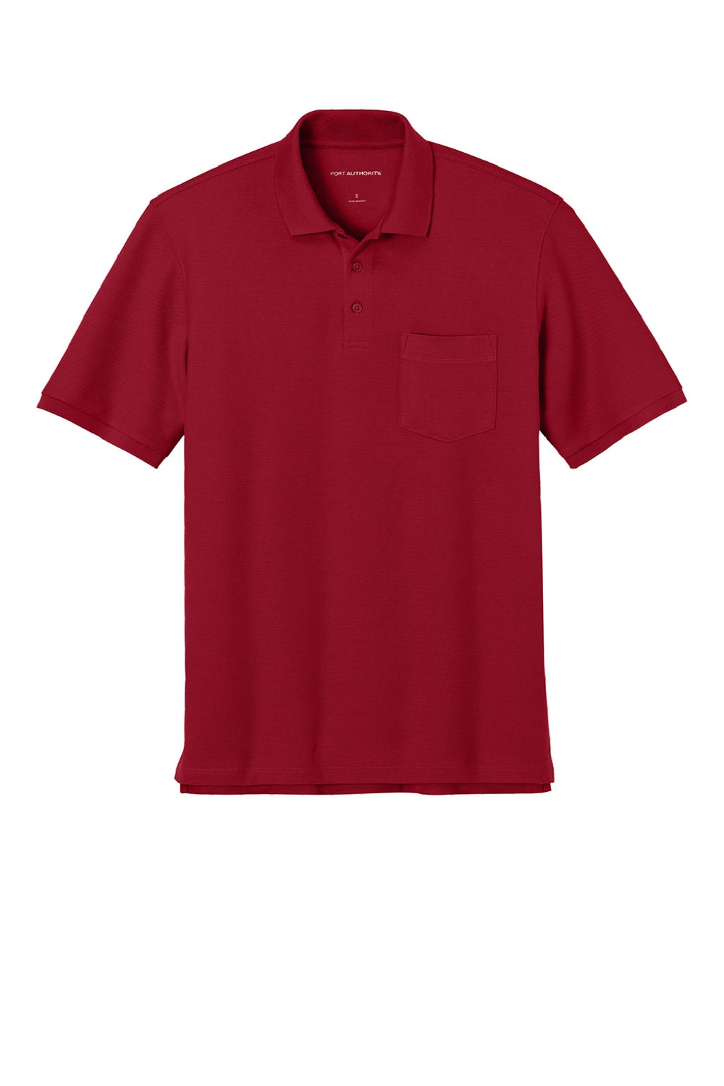 Port Authority K200P/TLK200P Mens Wearever Signature Pique Short Sleeve Polo Shirt w/ Pocket Rich Red Flat Front