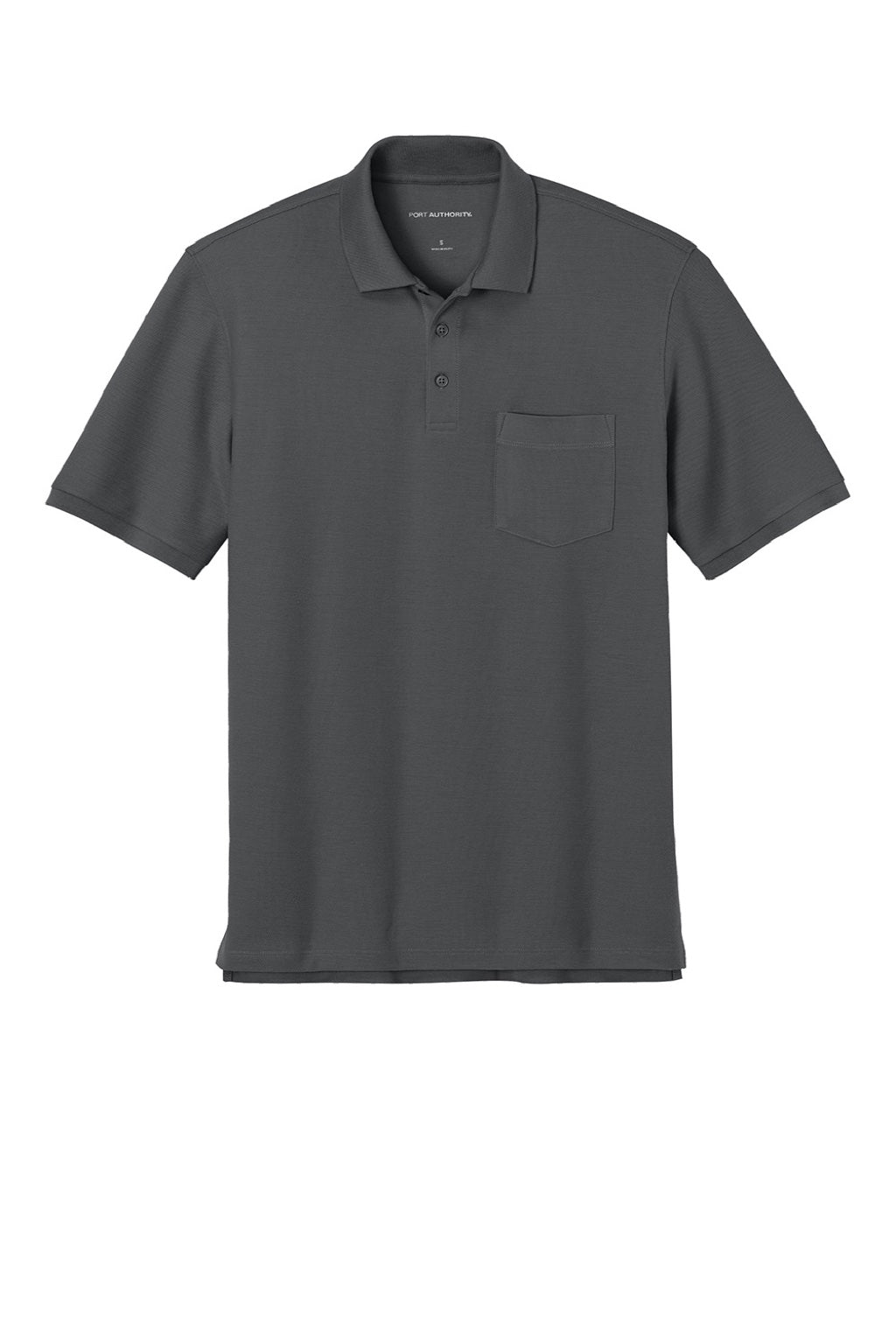 Port Authority K200P/TLK200P Mens Wearever Signature Pique Short Sleeve Polo Shirt w/ Pocket Storm Grey Flat Front