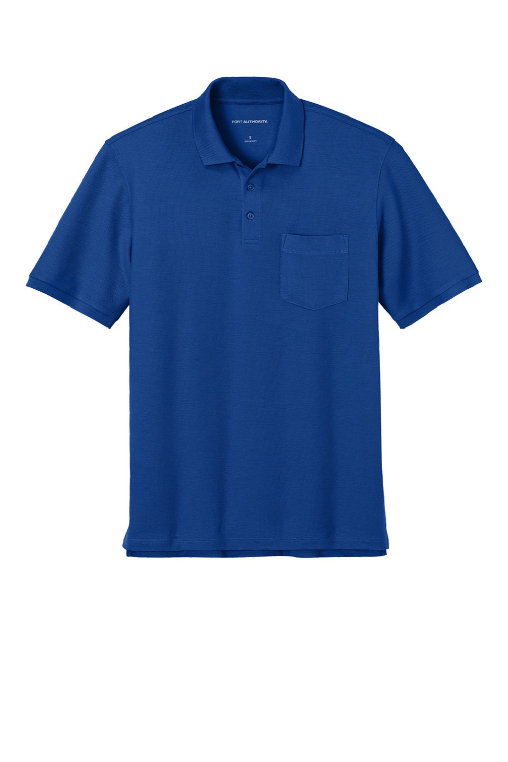 Port Authority K200P/TLK200P Mens Wearever Signature Pique Short Sleeve Polo Shirt w/ Pocket True Royal Blue Flat Front
