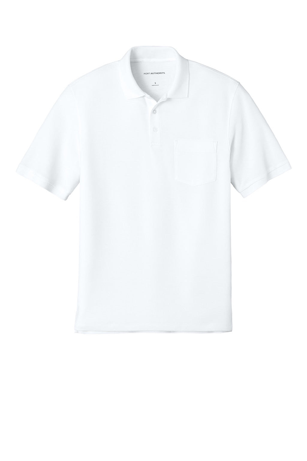 Port Authority K200P/TLK200P Mens Wearever Signature Pique Short Sleeve Polo Shirt w/ Pocket White Flat Front