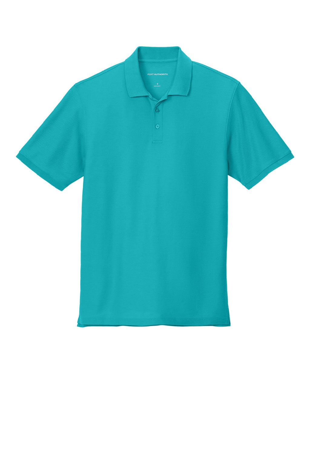 Port Authority K200/TLK200 Mens Wearever Signature Pique Short Sleeve Polo Shirt Aquamarine Blue Flat Front