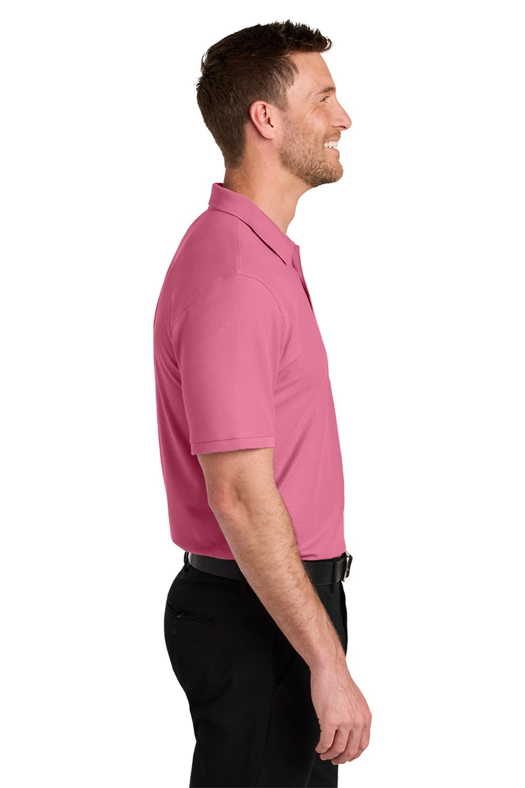 Port Authority K200/TLK200 Mens Wearever Signature Pique Short Sleeve Polo Shirt Awareness Pink Model Side