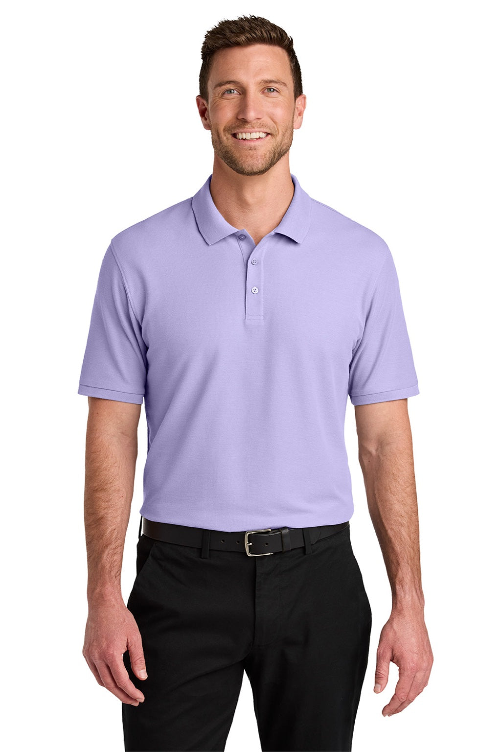 Port Authority K200/TLK200 Mens Wearever Signature Pique Short Sleeve Polo Shirt Bright Lavender Puprple Model Front