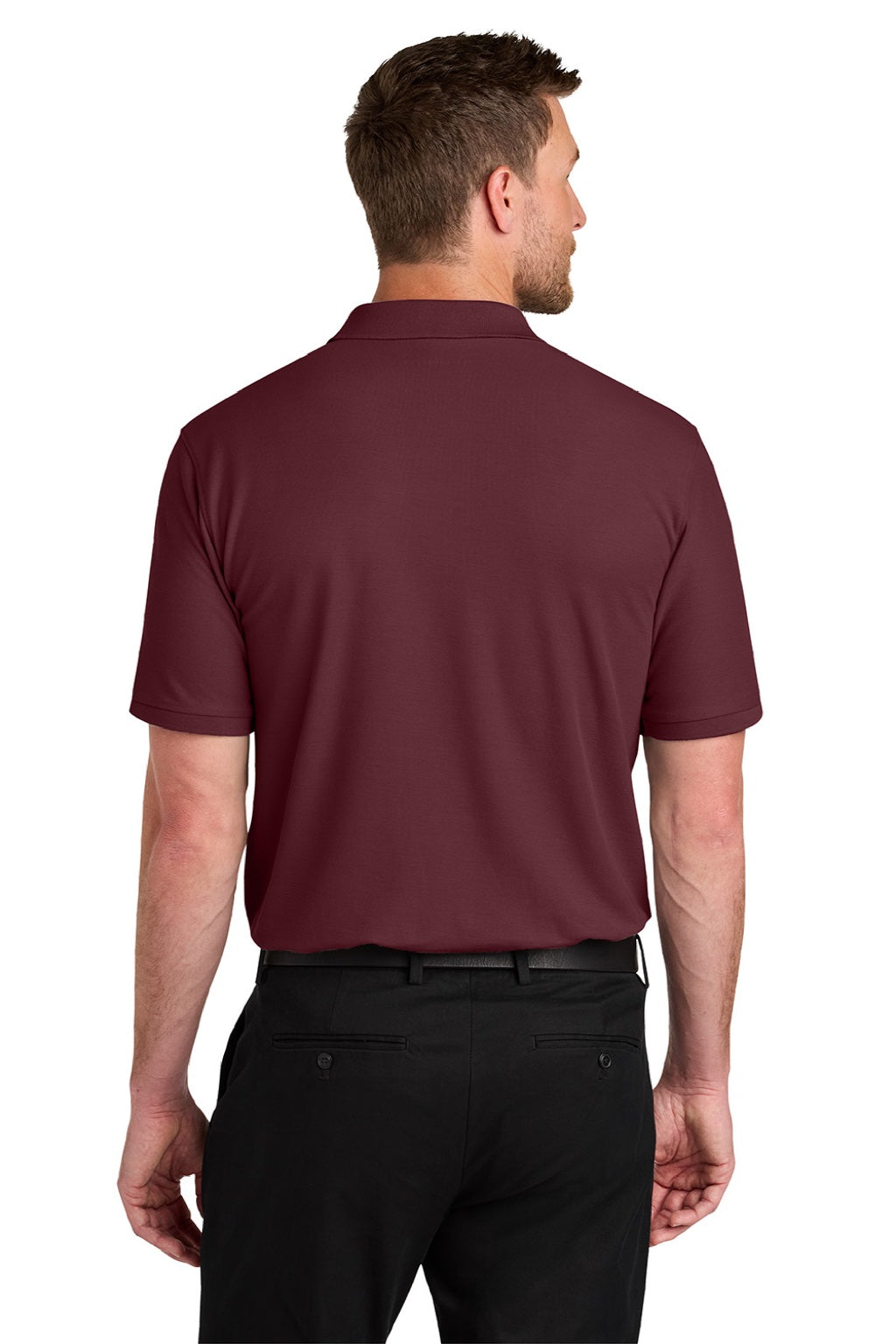 Port Authority K200/TLK200 Mens Wearever Signature Pique Short Sleeve Polo Shirt Burgundy Model Back