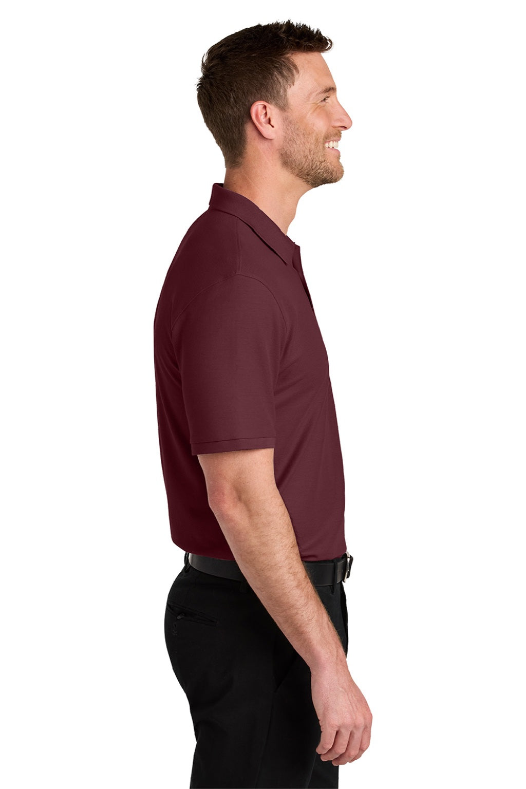 Port Authority K200/TLK200 Mens Wearever Signature Pique Short Sleeve Polo Shirt Burgundy Model Side