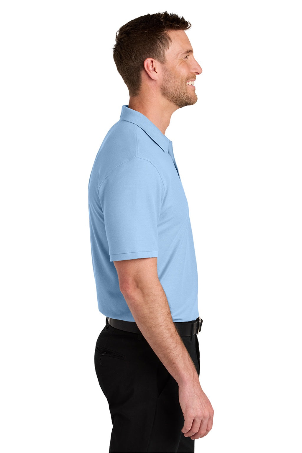 Port Authority K200/TLK200 Mens Wearever Signature Pique Short Sleeve Polo Shirt Cloud Blue Model Side