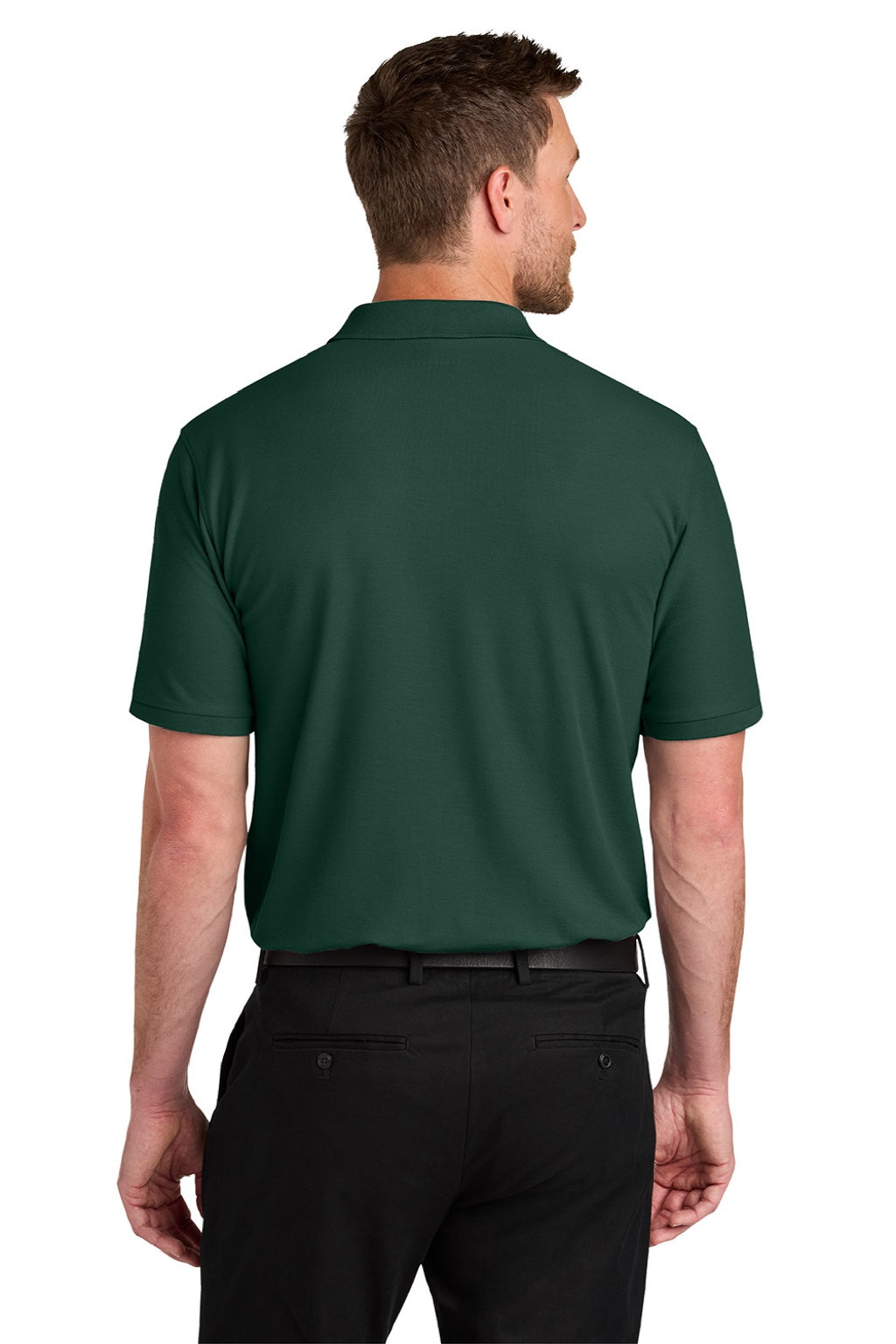 Port Authority K200/TLK200 Mens Wearever Signature Pique Short Sleeve Polo Shirt Dark Green Model Back