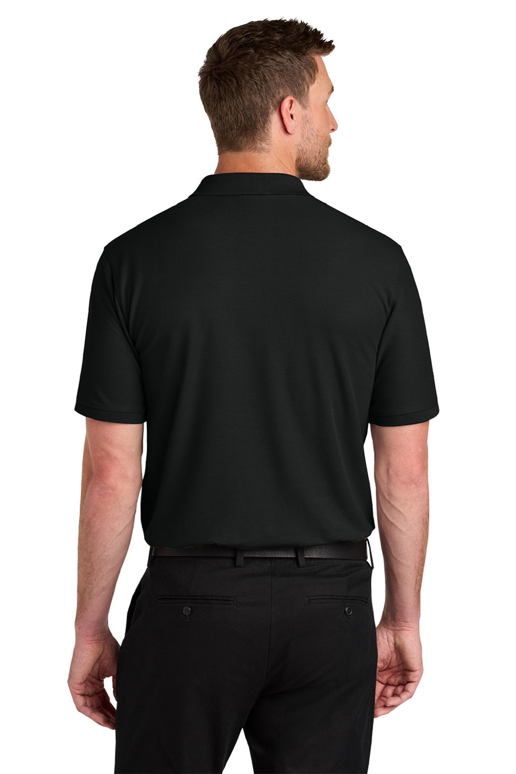 Port Authority K200/TLK200 Mens Wearever Signature Pique Short Sleeve Polo Shirt Deep Black Model Back