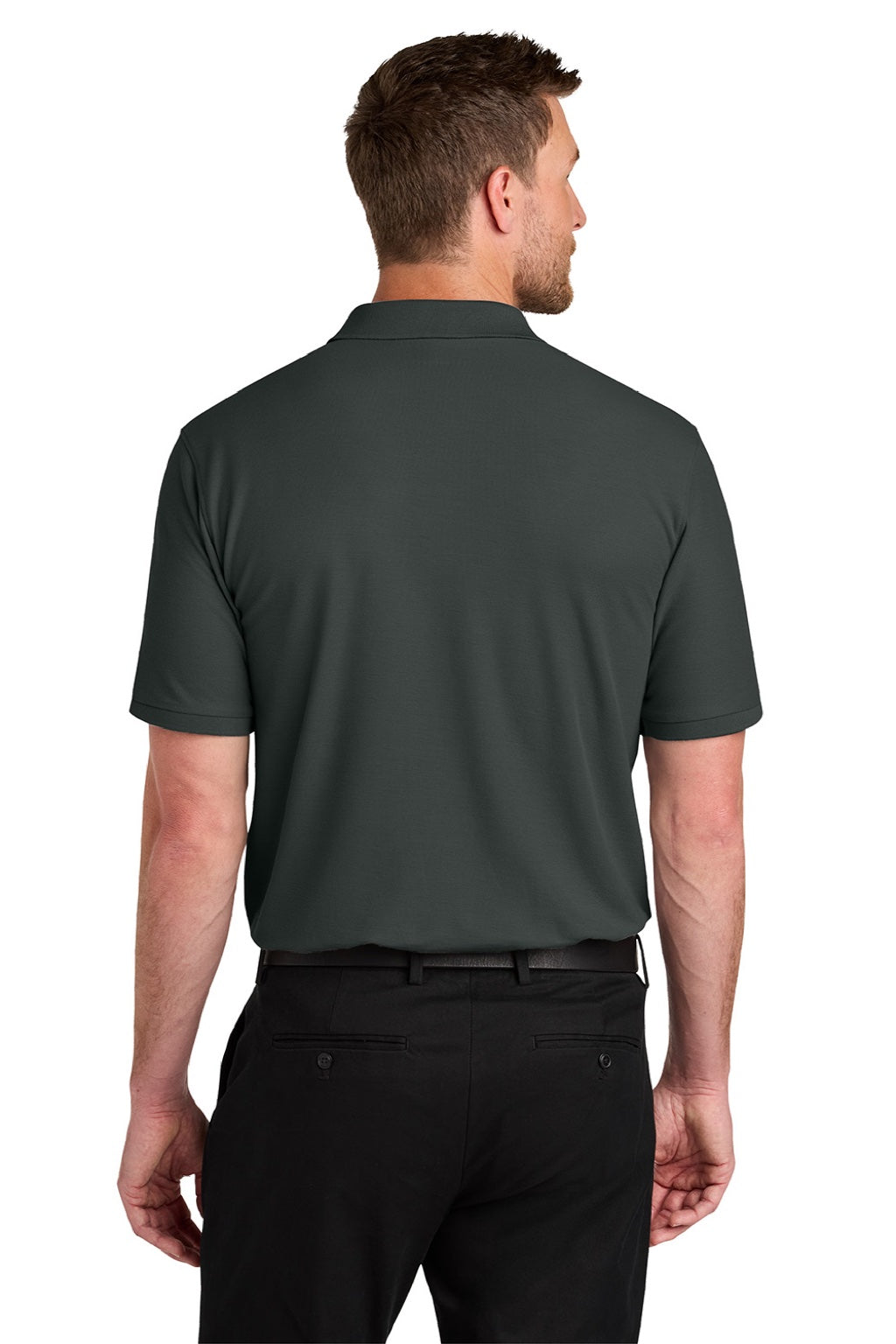 Port Authority K200/TLK200 Mens Wearever Signature Pique Short Sleeve Polo Shirt Smoke Grey Model Back