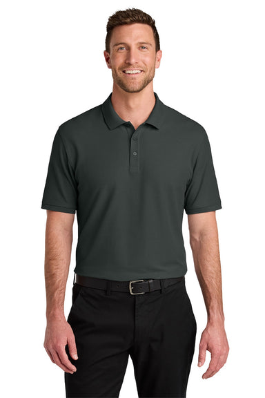 Port Authority K200/TLK200 Mens Wearever Signature Pique Short Sleeve Polo Shirt Smoke Grey Model Front