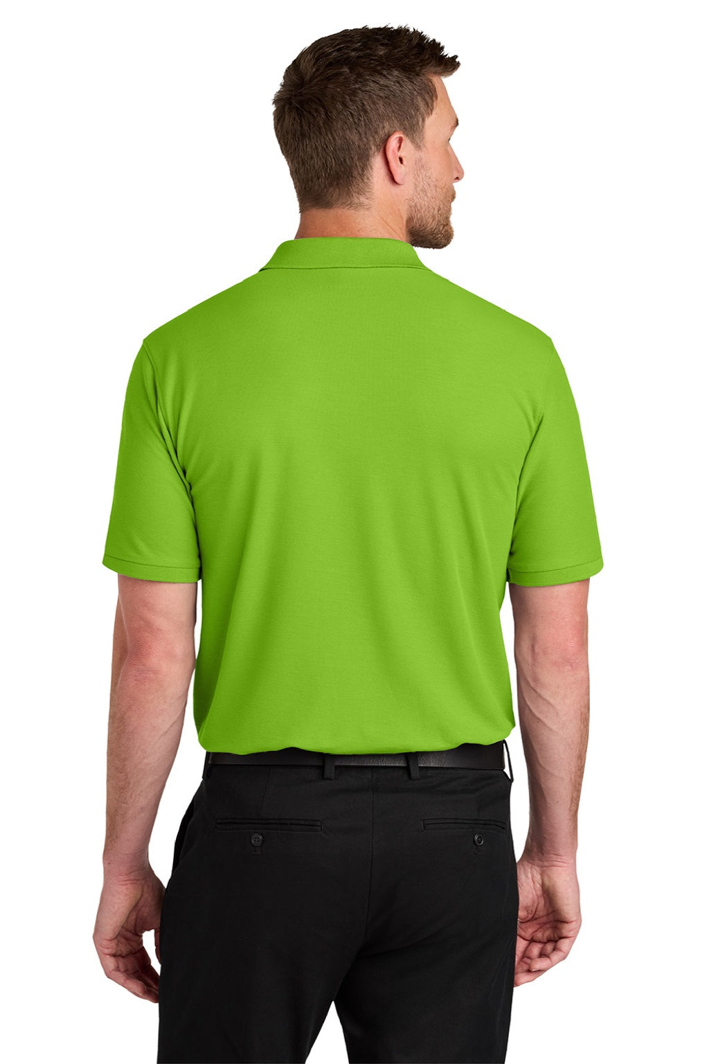 Port Authority K200/TLK200 Mens Wearever Signature Pique Short Sleeve Polo Shirt Lime Green Model Back