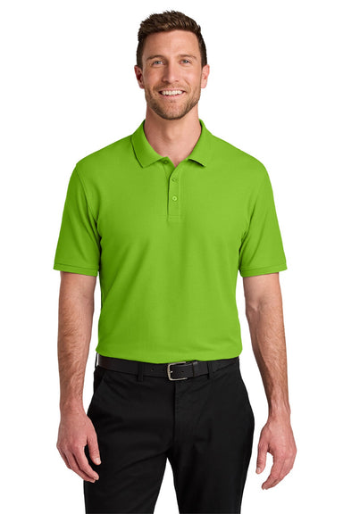 Port Authority K200/TLK200 Mens Wearever Signature Pique Short Sleeve Polo Shirt Lime Green Model Front