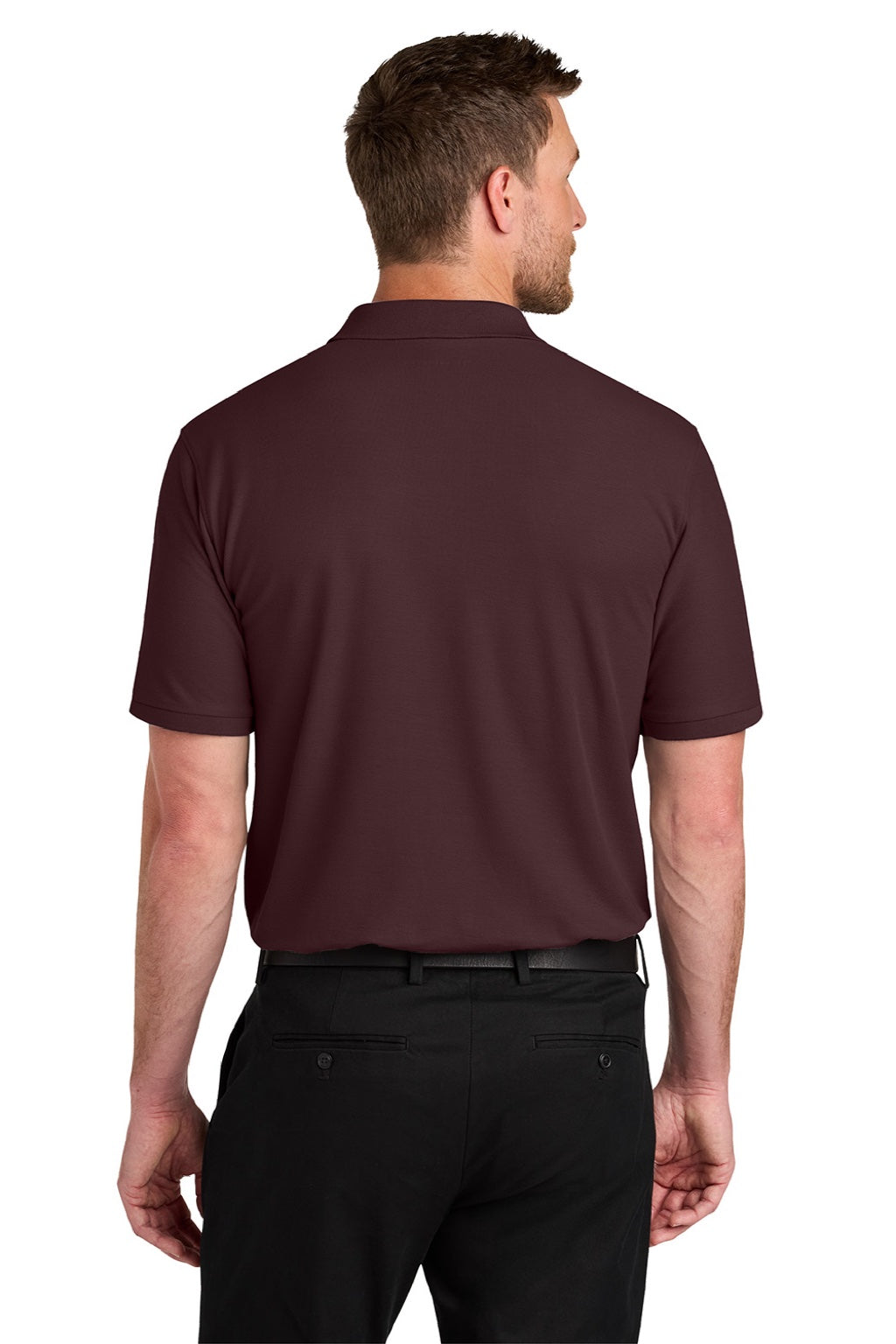 Port Authority K200/TLK200 Mens Wearever Signature Pique Short Sleeve Polo Shirt Maroon Model Back