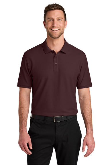 Port Authority K200/TLK200 Mens Wearever Signature Pique Short Sleeve Polo Shirt Maroon Model Front