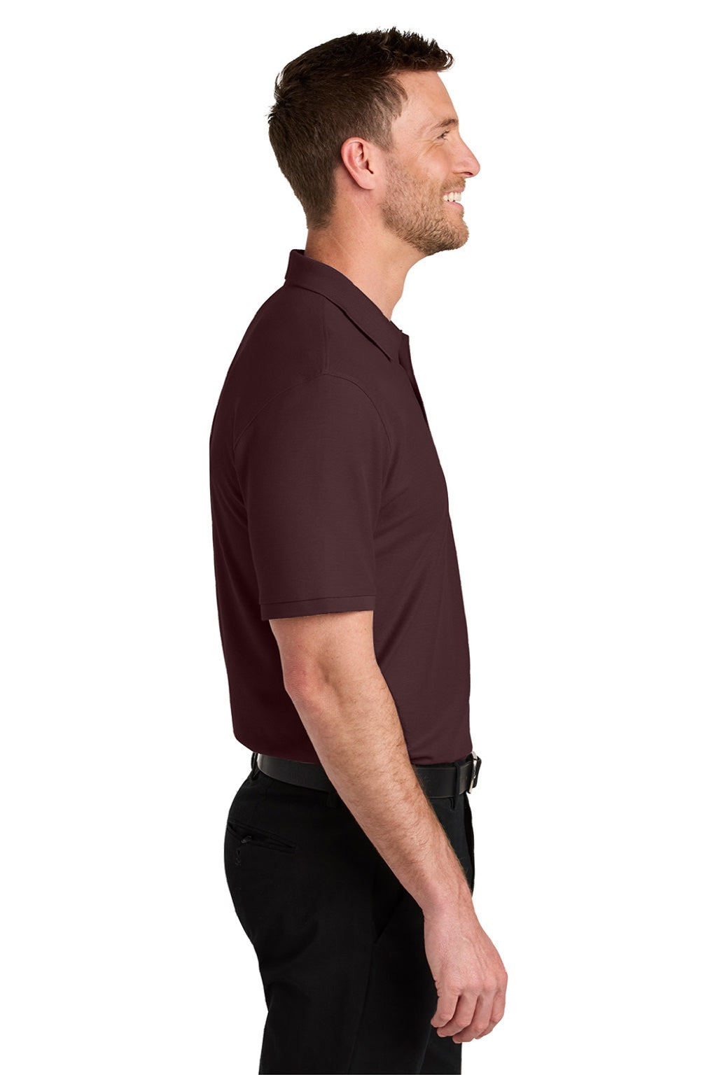 Port Authority K200/TLK200 Mens Wearever Signature Pique Short Sleeve Polo Shirt Maroon Model Side